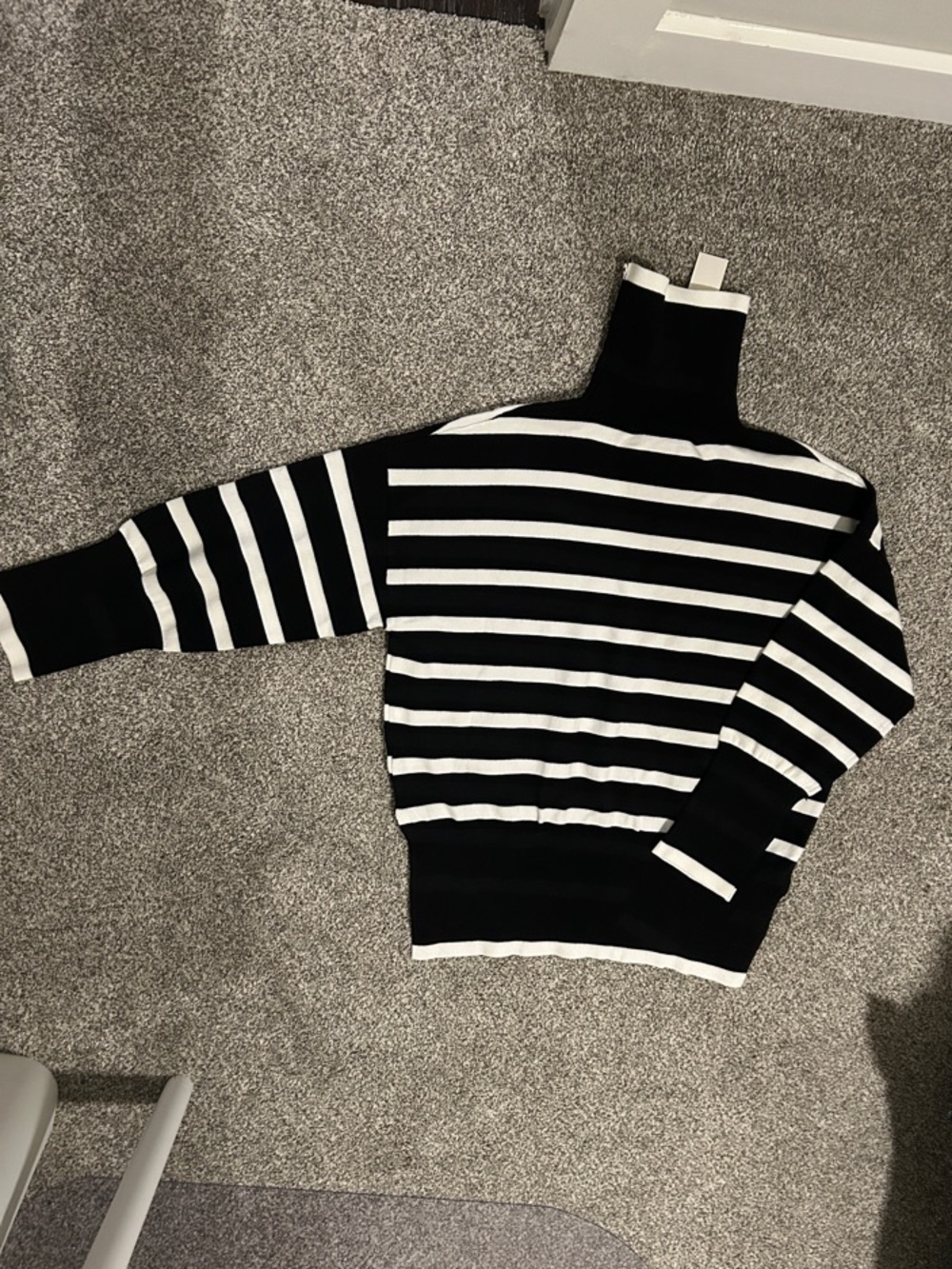 ePretty Black and White Striped Turtleneck Sweater